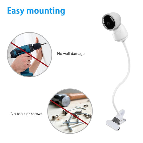 Clip Mount for Arenti Baby Monitor, No Tools or Wall Damage (White)