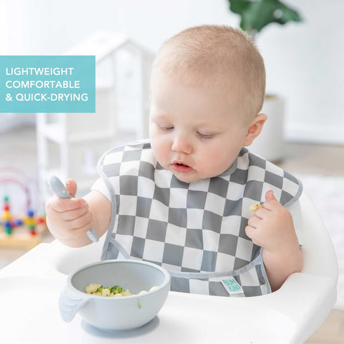 Bumkins Bibs for Girl or Boy, SuperBib Baby and Toddler for 6-24 Months, 3-pk Palms and Checks