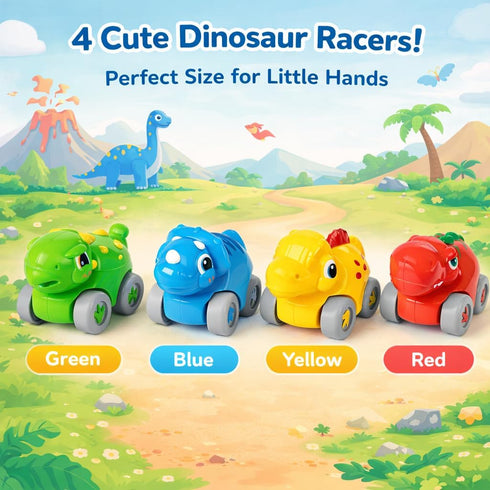1-3, 4 1 2 Dinosaur Car Ramp Toy for Toddlers Drop & Go Ramp Racer with Mini Cars, Educational Toy for Year Old Boys