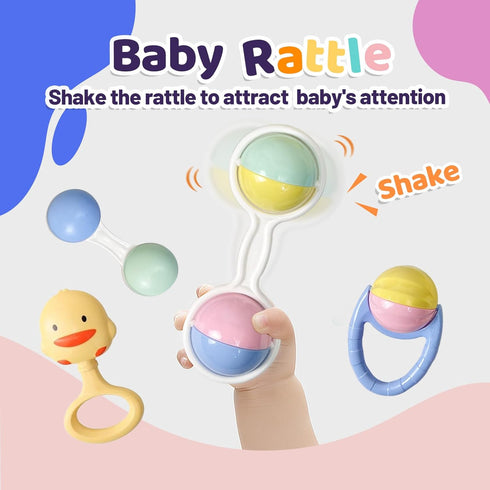 13PCS Baby Rattles 0-6 Months, Teething Toys with Storage Case, Best Newborn Present