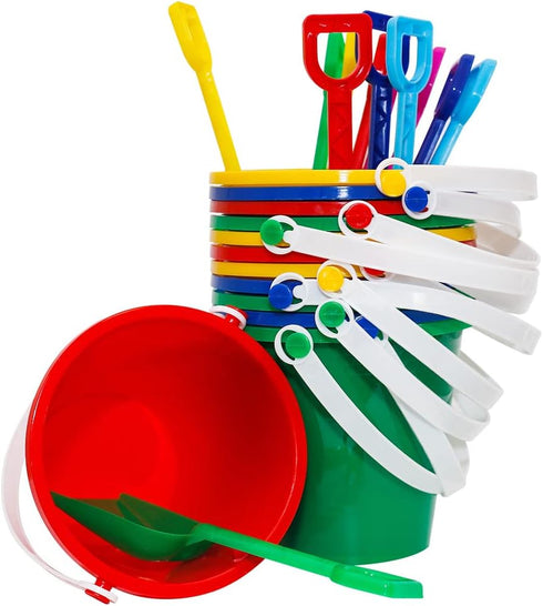 Holady 12 Pack 5'' Inch Summer Sand Beach Buckets Pail with Beach Shovels,Sand Bucket Water Bucket for Beach Fun Great