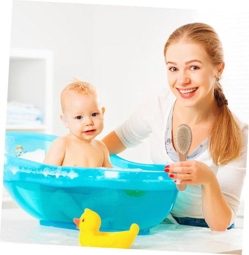 Vaguelly Born Essentials Shampoo Detangler Brush Scalp Scrubber Hair Brush Comb Newborn Hair Soft Bristle Bath Gentle