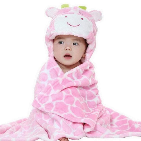 Vauwmsr Baby Hooded Blanket, Ultra Soft Warm Newborn Infant Swaddle Wrap Bath Shower Towel, 25.6" x 39.4", Pink