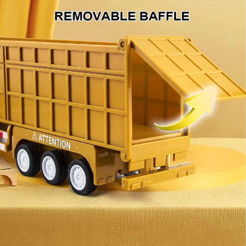 17.3" 2 1:32 3 4 5 Remote Control Dump Toy for Kids - RC Semi Truck with Batteries, Construction Vehicles with Lights