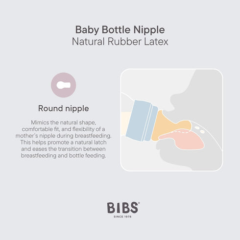 9 oz 270 ml 2 Pack 0+ BIBS Baby Bottle / Natural Rubber Latex Nipple - Anti-Colic, BPA-Free, Round Nipple, Medium Flow