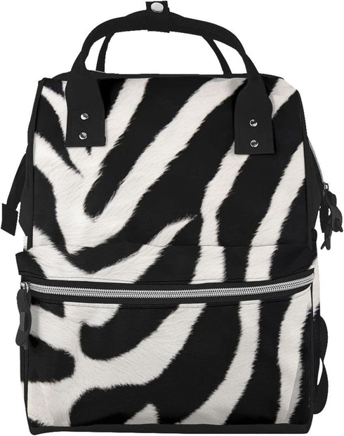 HCBPWVQA Zebra Animal Diaper Bag with Changing Pad and Pacifier Holder, Multifunction Laptop
