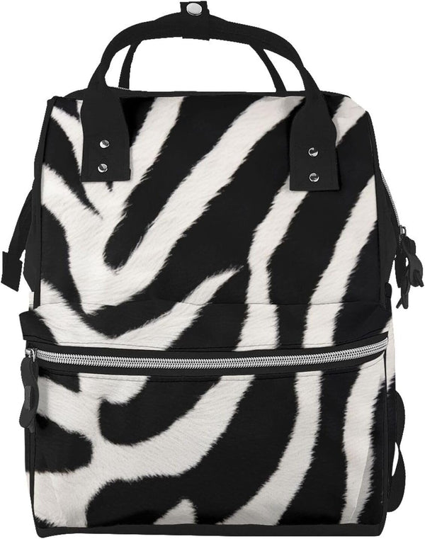 HCBPWVQA Zebra Animal Diaper Bag with Changing Pad and Pacifier Holder, Multifunction Laptop