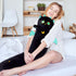 Long Cat Kawaii Body Pillow, 20” Cute Black Cat Plush Toy, Big Eyes Kitten Throw Pillow Gift