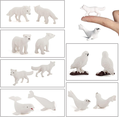 18PCS Arctic Animal Figures, Realistic Polar Animal Toys for Kids with Ocean Sea Animal Figurines