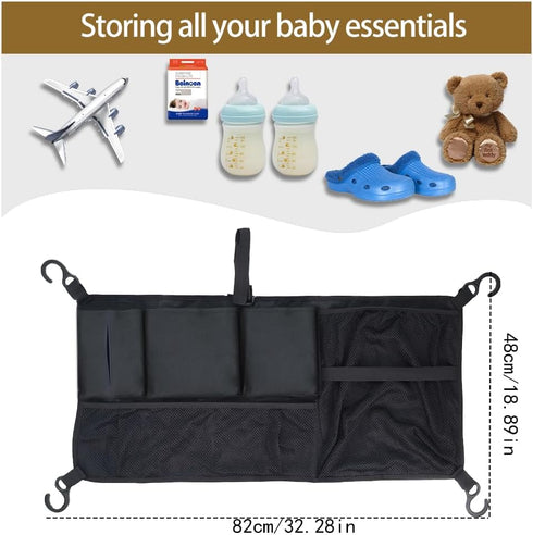 Stroller Wagon Cargo Net, Abnaok Wagon Accessories Organizer Compatible with WONDERFOLD W-Series Models, Large Capacity Mesh Cargo Storage Bag with Sorting Pockets Compatible with Keenz Wagon by Abnaok