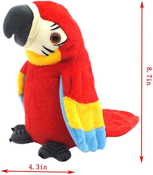 Talking Parrot Plush Toy that Repeats What You Say, Mimicry Pet Buddy Gift for Children (RED)