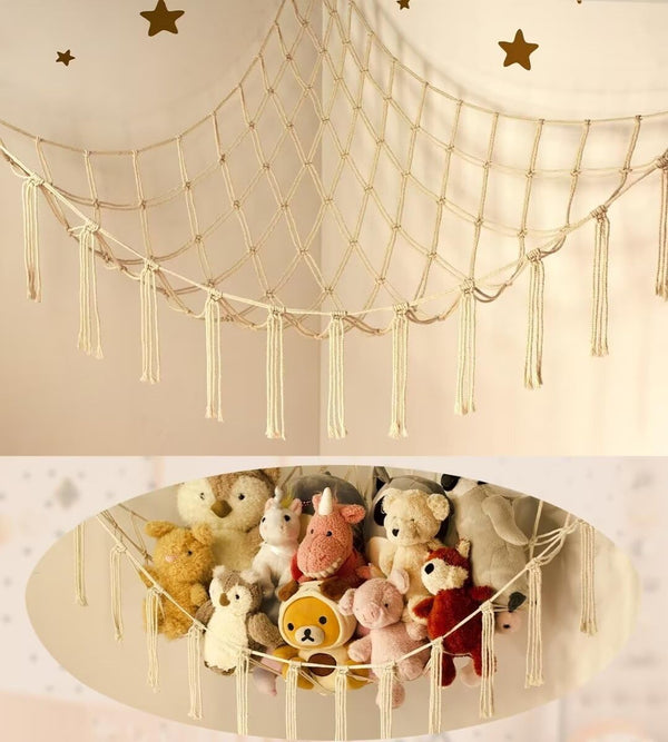 Stuffed Animal Storage Hammock, Large Toy Net Organizer for Plushies, Cute Room Decor for Kids' Nursery