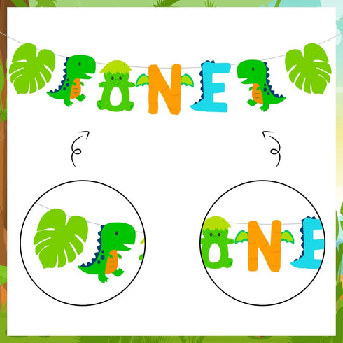 Dinosaur 1st Birthday Decoration High Chair Banner for Baby Boy, Dinosaur One Birthday Party Supplies