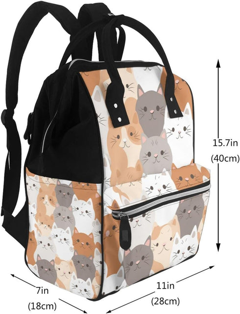 DWVTSLH Backpack Mummy Backpack Orange Cats Diaper Bag Multifunction Nappy Bags Waterproof Large Capacity Travel
