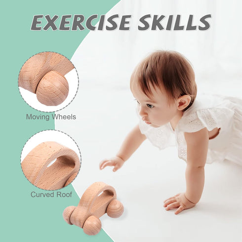 6 Set- 0-6 0-6 Pieces Toy Wooden Baby Toys for Babies Months,Wooden Toys for Babies Rattles with Bells,Wooden Rattles
