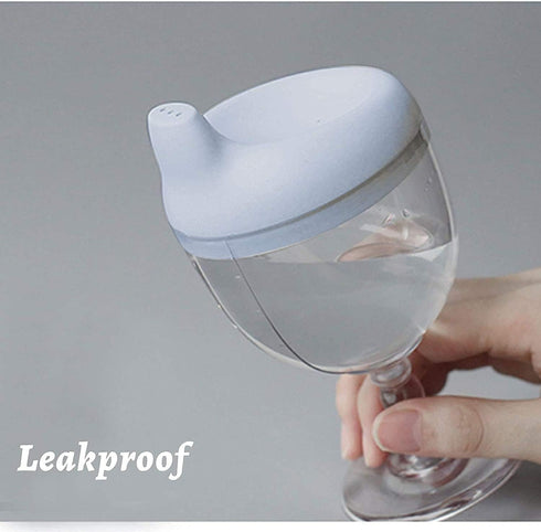 Wine Sippy Cup, Plastic Baby Goblet with Lid for Kids Birthday Party or Celebration (over 8 months)