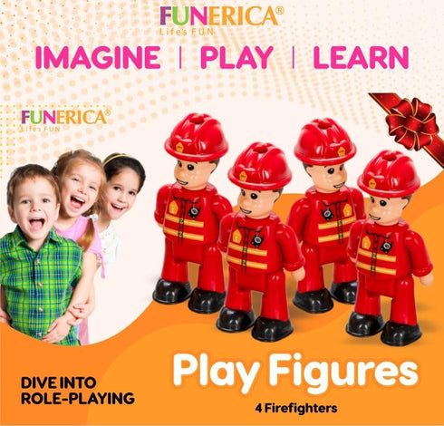 FUNERICA Toy Fireman Action Figures for Kids, Firefighter Figurines Community Helpers Toys for Fire Station Playset