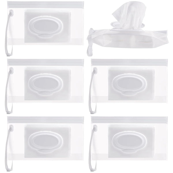 Susimond 6pcs Portable Wet Wipe Dispenser, Refillable Eco-Friendly Holder for Baby Wipes, Travel Container for Strollers