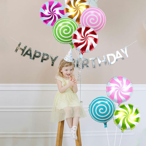 12 pcs 18" Sweet Candy Balloons - Round Lollipop Balloons for Birthday Wedding Party