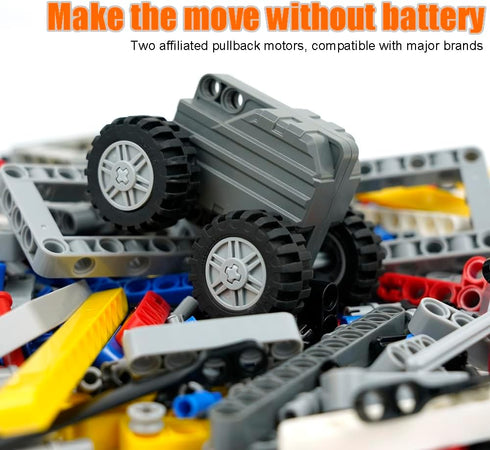 544PCS Engine Pullback Motor Kit, Technical Parts Set, Extra Replacement Beams, Car Tire Wheel Axles, Bulk