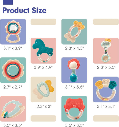 hahaland 0-6 3-6 6-12 6 5 4 3 Baby Toys Months - Baby Rattles Teething Toys Months, Newborn Infant Toys Months, Teether