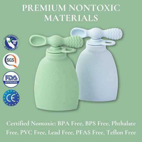 Nontoxic Reusable Baby Food Pouches - Premium Food Grade Silicone - BPA & PFAS Free - Leak-Proof Design - Easy to Clean