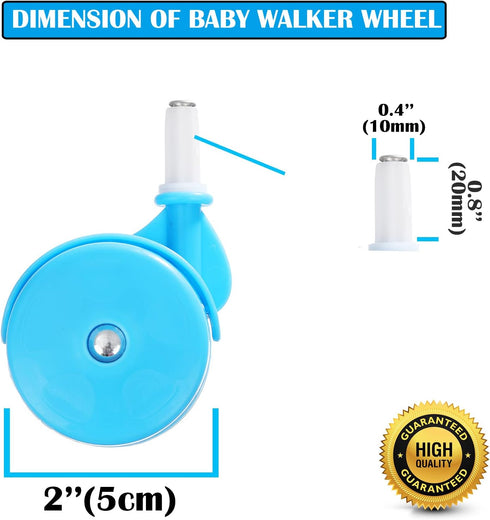 Baby Walker Replacement Wheels, Set of 4, Baby Walker Accessories, Plastic Wheels Casters, Universal Wheels (Blue)