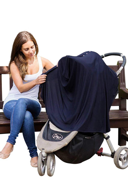 Byrd & Blume Maternity Nursing Cover, Lightweight Breastfeeding Wrap Shawl, Navy, One Size
