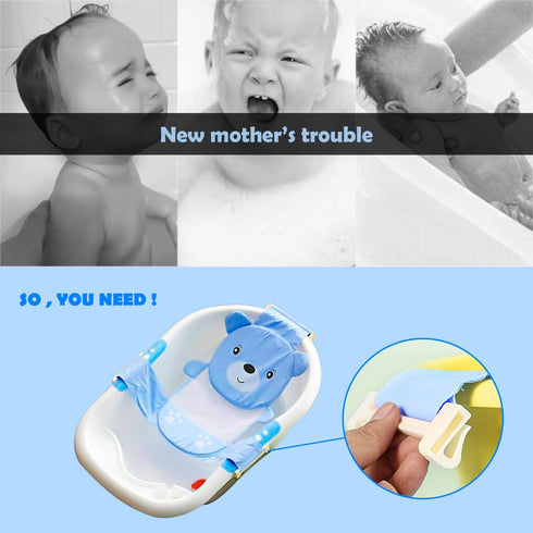 Topwon Non-Slip Baby Bath Seat, Adjustable Newborn Bathtub Support Seat, Keep Baby Safe, Blue