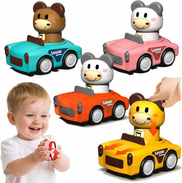 Press to Go Car Toys for Toddlers 1-3, Animal Baby Car Toys