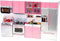 PowerTRC Mini Modern Doll Kitchen Play Set, Pink with Realistic Light & Sound for Kids