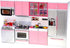 PowerTRC Mini Modern Doll Kitchen Play Set, Pink with Realistic Light & Sound for Kids