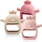 3 Packs Baby Teething Toy - Silicone Teething Mitten for Over 3 Months, BPA Free, Pink, Caramel & Coral Red