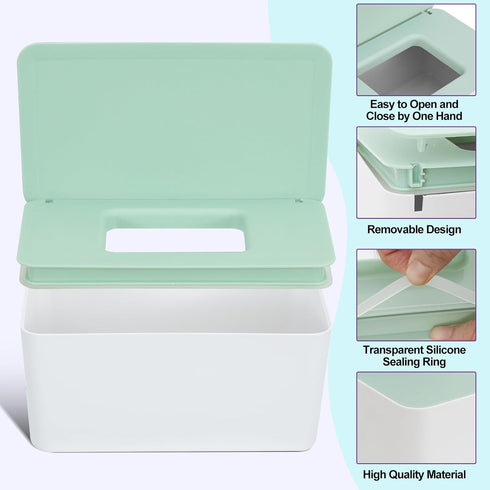 54 Packs Flannel Cloth Baby Wipes Reusable Baby Wipes with Green Upgraded Wipes Dispenser, Reusable & Durable Cloth