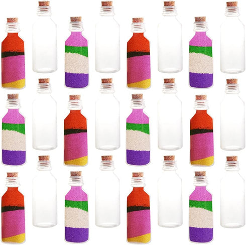 ArtCreativity Plastic Sand Art Bottles with Corks - Pack of 24-2oz Clear Containers for Sand Art and Fun Arts and Crafts