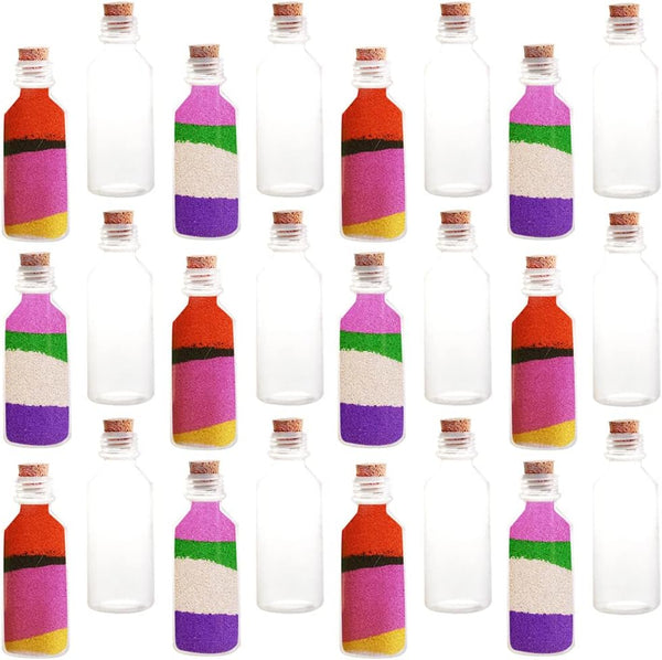 ArtCreativity Plastic Sand Art Bottles with Corks - Pack of 24-2oz Clear Containers for Sand Art and Fun Arts and Crafts
