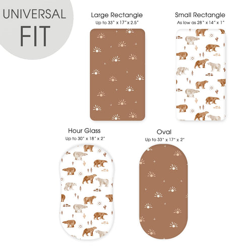 GRSSDER Stretchy Ultra Soft Bassinet Sheet 2 Pack, Universal Fit for Baby Cradle or Changing Table, Sunny Bear Print