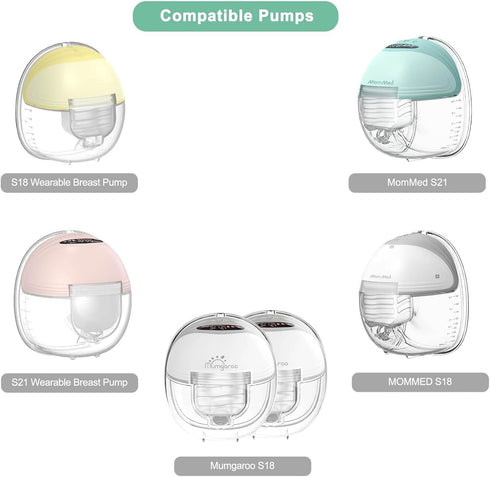 PDFans 4pcs Mommed S21/S19/S18 Duckbill Valve Wearable Breast Pump Replacement Parts Compatible with Electric Electric