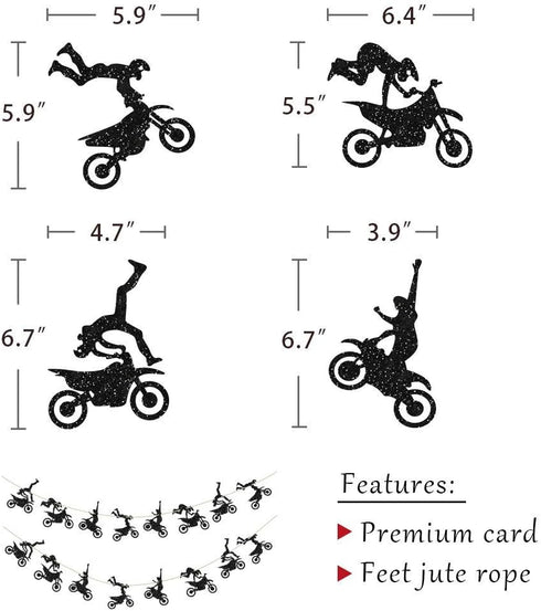 Motorcycle Theme Banner Garland - Party Supplies for Man's or Boy's Birthday & Riding Party Room Decorations