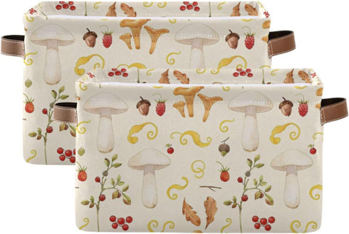 Closet Mushroom Rectangle Storage Basket Collapsible Storage Bin for Nursery Toys Books Waterproof Baskets for Shelves