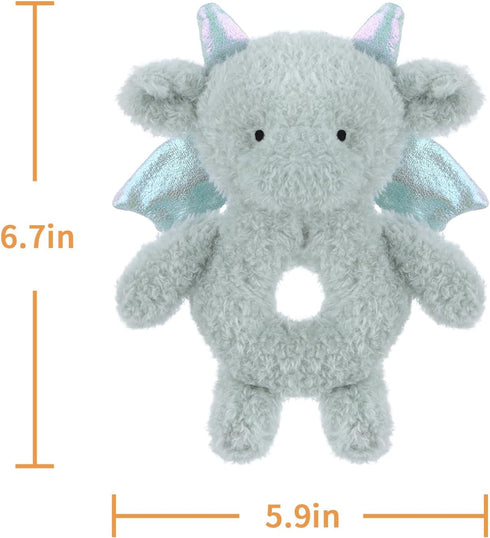 Apricot Lamb Baby Dragon Dinosaur Soft Rattle Toy: Plush Stuffed Animal for Newborn (Dragon, 6 Inches)