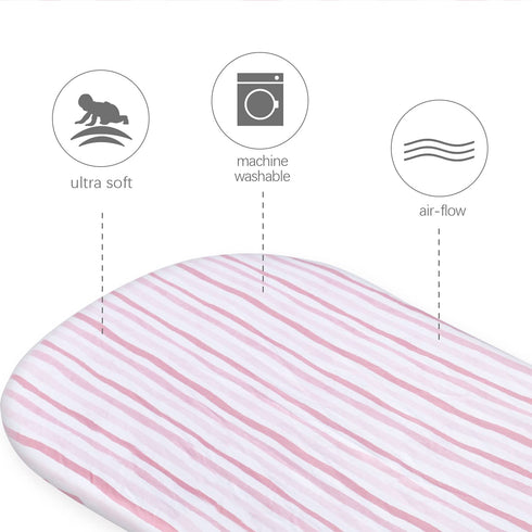 Bassinet Sheets 2 Pack Compatible with Baby Delight Beside Me Dreamer Bassinet, Ultra Soft Pink Print