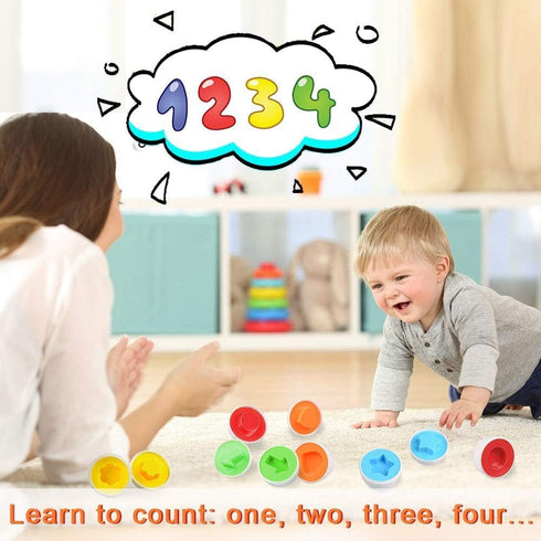 12 1-3 CPSYUB Matching Egg Toy PCS for Toddlers Ages Kids, Easter Eggs Shape & Color Recognition with Carton