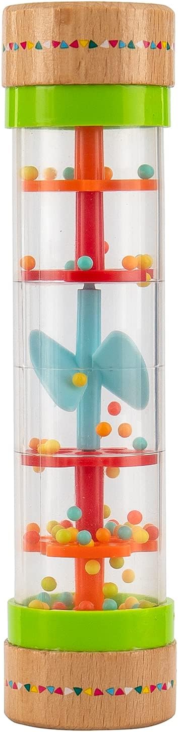 Musfunny Rainmaker Baby Rain Stick Toys, 8 inch Sensory Rattle for Babies, Colorful Musical Instrument