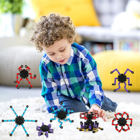 16 Pack Fidget Spinners Deformable Stress Relief Sensory Toy Robot Spinner DIY Mechanical Spiral Twister Creative Chain