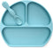 PrimaStella Unbreakable Silicone Baby & Toddler Plate and Spoon Feeding Set - Pacific Blue