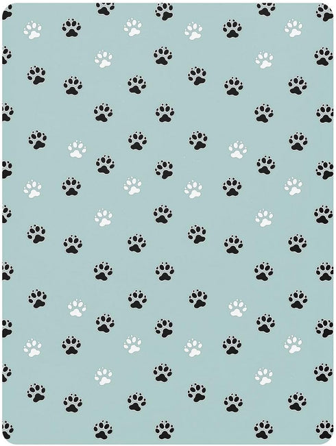 miaozhen 1 Pack 52x28 Cotton Crib Sheets for Baby Boys Girls Ultra Soft Animal Cat Paw Black White Cyan Toddler