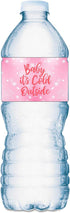 20 Baby Water Bottle Labels, Pink Its Cold Outside, Waterproof Wrappers, Baby Shower Decorations, Set of 20, Its a Girl