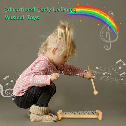 Set LOOIKOOS Toddler Musical Instruments, Eco Friendly Music for Kids Preschool Educational, Natural Wooden Percussion