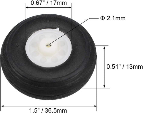 uxcell Tire and Wheel Sets for RC Airplane,PU Sponge Tire with Plastic Hub,1.43" 2pcs